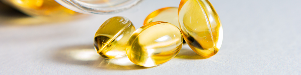 Close up of clear CBD Oil Capsules