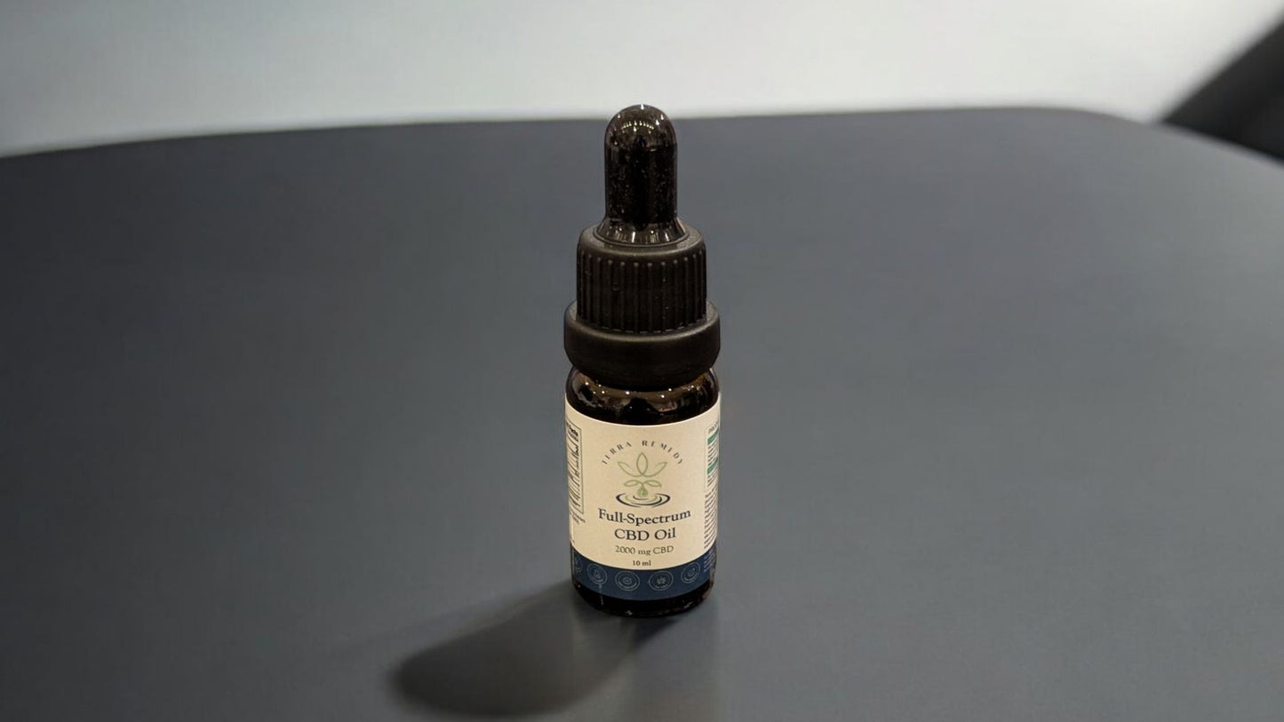 Terra Remedy Full-Spectrum CBD Oil - Experience the powerful benefits of 2000mg CBD in this 10ml bottle. Crafted for full-spectrum wellness, this oil provides a natural solution for daily health support.