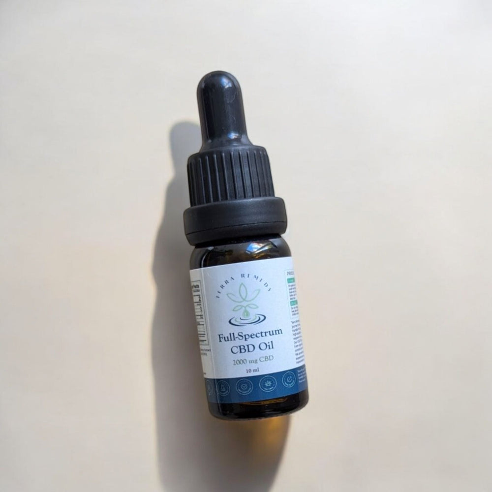 Terra Remedy Full-Spectrum CBD Oil - 2000mg CBD in a 10ml bottle. Ideal for comprehensive CBD benefits with a high concentration of cannabinoids for natural wellness