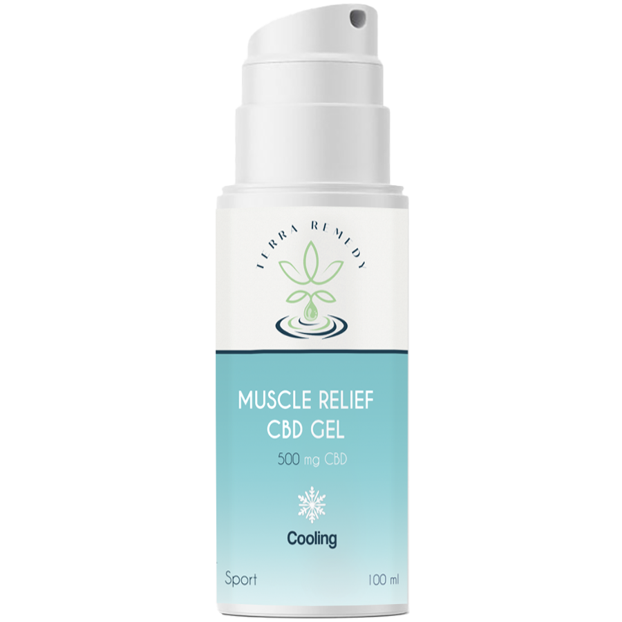 
                  
                    Terra Remedy Muscle Relief CBD Gel, featuring 500 mg of CBD in a 100 ml bottle. Designed with a cooling formula for targeted muscle pain relief, ideal for post-workout recovery. Fast-absorbing and effective for soothing sore muscles.
                  
                